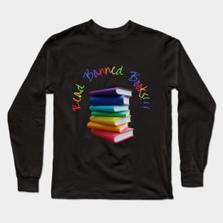 Read Banned Books - Rainbow Text Purple Long Sleeve T-Shirt
